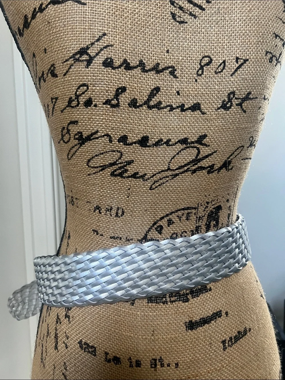 Michael Michael Kors Sz M Woven Leather Silver Women's Belt Statement Concert